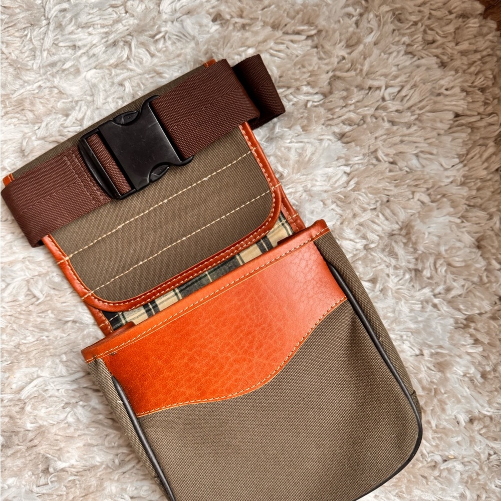 Men's Brown Canvas and Orange Accent Belt Bag